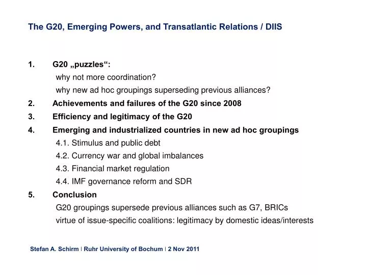 the g20 emerging powers and transatlantic relations diis