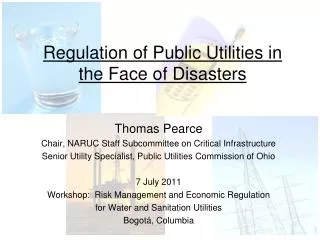 Regulation of Public Utilities in the Face of Disasters