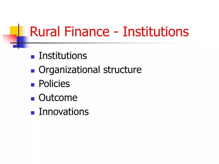 rural finance institutions
