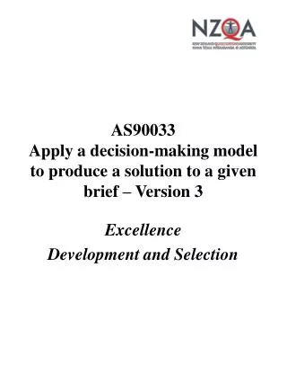 as90033 apply a decision making model to produce a solution to a given brief version 3