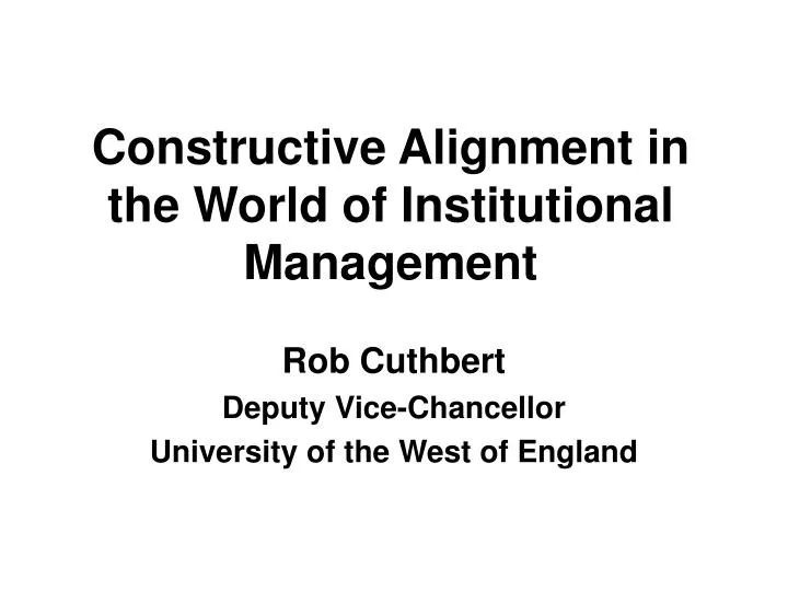 constructive alignment in the world of institutional management