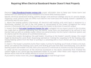 Repairing When Electrical Baseboard Heater
