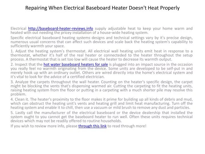 repairing when electrical baseboard heater doesn t heat properly