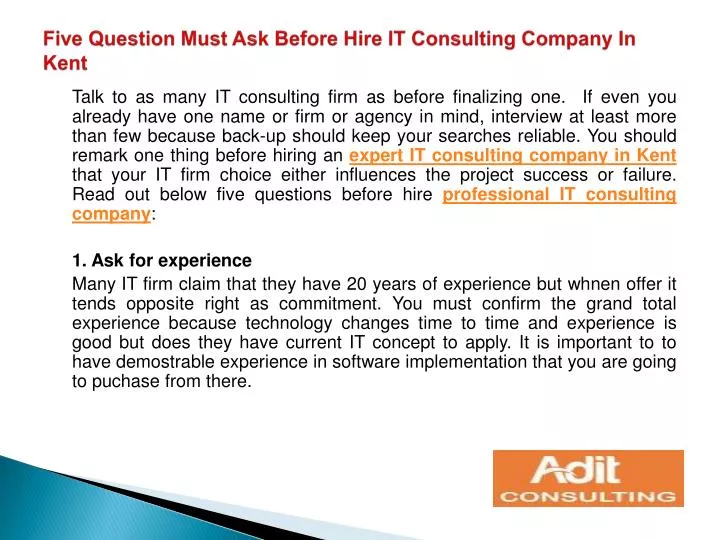 five question must ask before hire it consulting company in kent