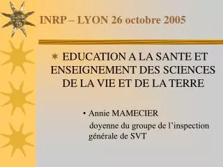 inrp lyon 26 octobre 2005