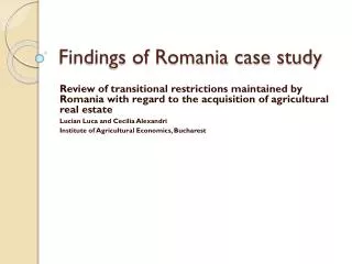 Findings of Romania case study