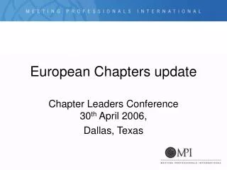 European Chapters update