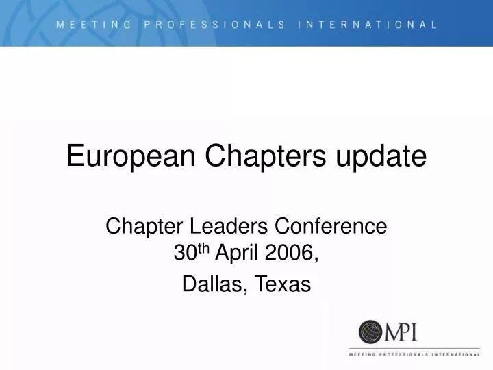 european chapters update