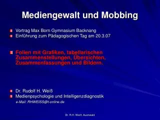 mediengewalt und mobbing