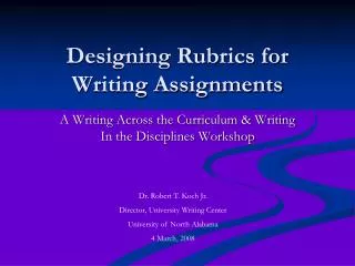 Designing Rubrics for Writing Assignments