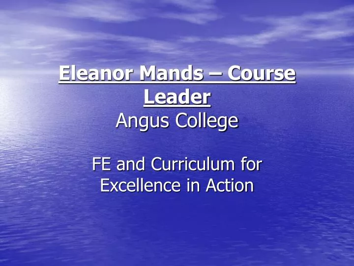 eleanor mands course leader angus college