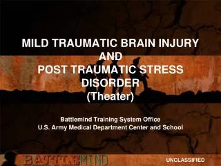 MILD TRAUMATIC BRAIN INJURY AND POST TRAUMATIC STRESS DISORDER (Theater)