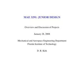 MAE 3291: JUNIOR DESIGN