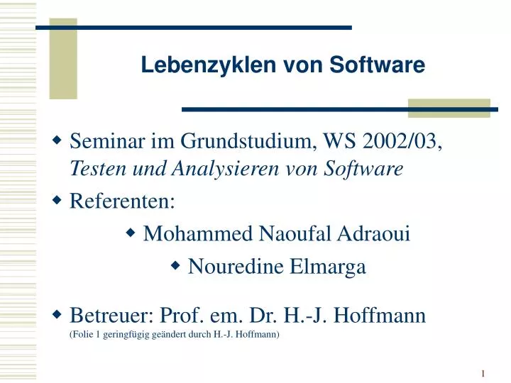 lebenzyklen von software