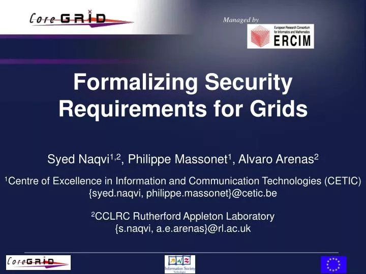 formalizing security requirements for grids