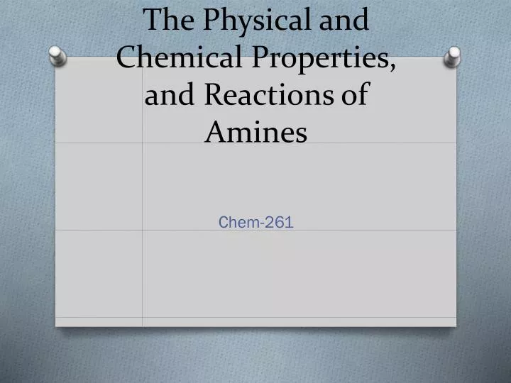 the physical and chemical properties and reactions of amines