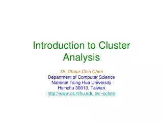 Introduction to Cluster Analysis