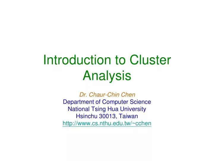 introduction to cluster analysis