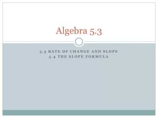 Algebra 5.3