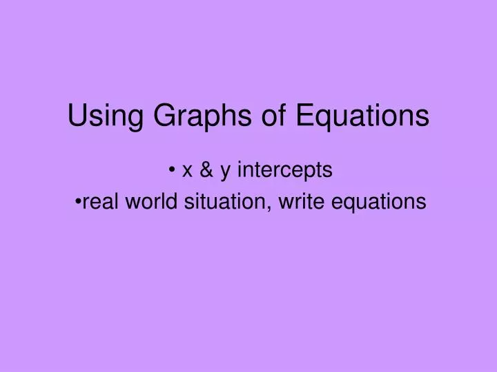 using graphs of equations