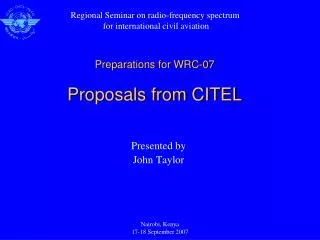 Preparations for WRC-07 Proposals from CITEL