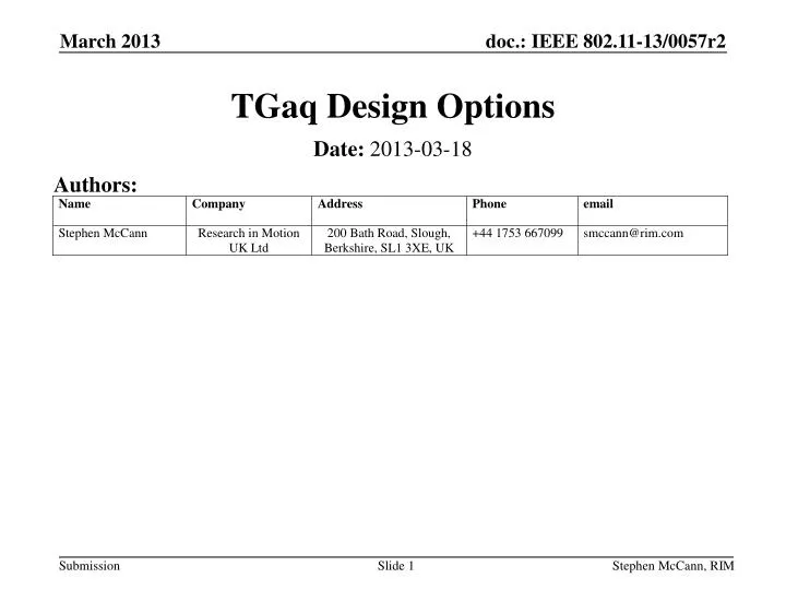 tgaq design options