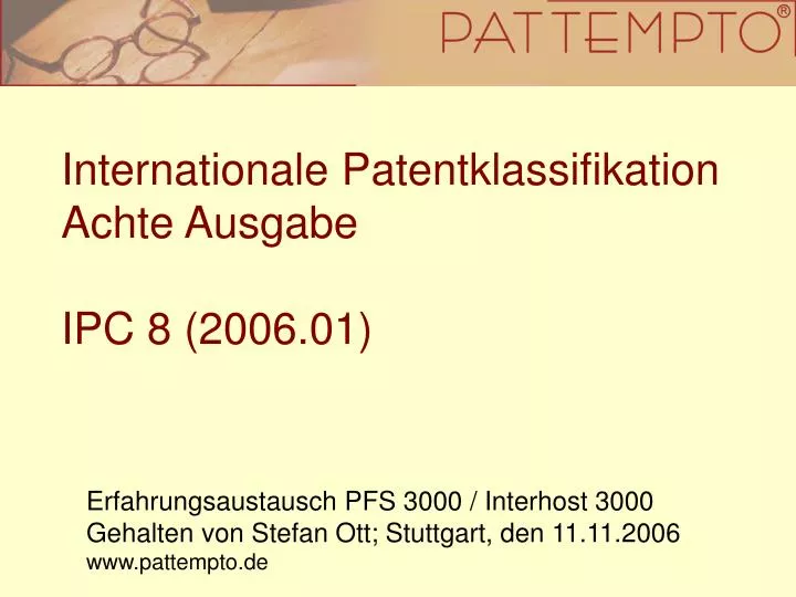 internationale patentklassifikation achte ausgabe ipc 8 2006 01