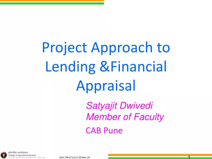 project approach to lending financial appraisal