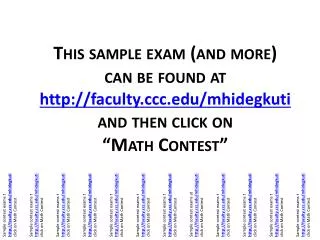 Sample contest exams at facultyc/mhidegkuti click on Math Contest