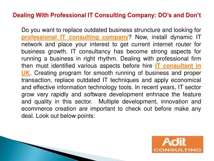 dealing with professional it consulting company do s and don t