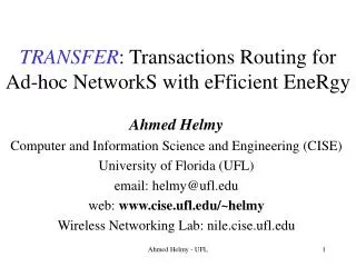 TRANSFER : Transactions Routing for Ad-hoc NetworkS with eFficient EneRgy