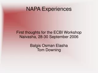 NAPA Experiences