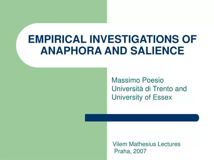 empirical investigations of anaphora and salience