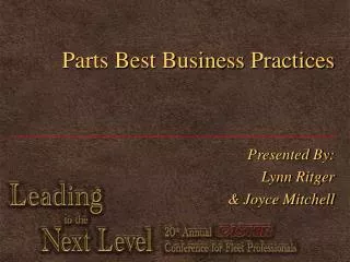 Parts Best Business Practices