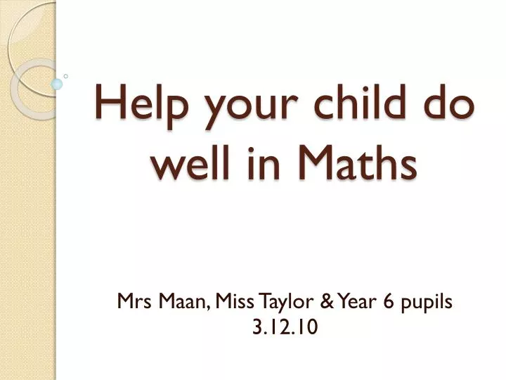 help your child do well in maths