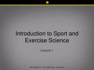 Introduction to Sport and Exercise Science