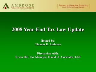 2008 Year-End Tax Law Update