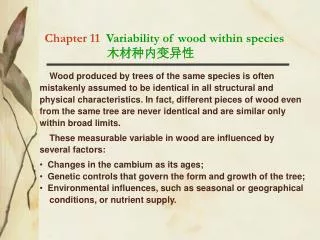 Chapter 11 Variability of wood within species ???????