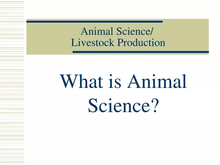 animal science livestock production