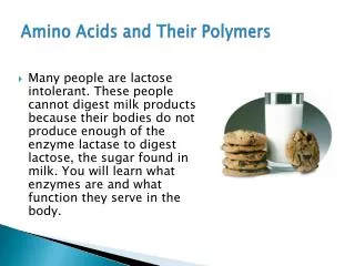 Amino Acids and Their Polymers
