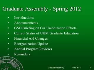 Graduate Assembly - Spring 2012