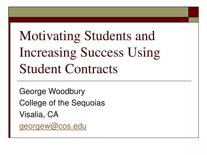 motivating students and increasing success using student contracts
