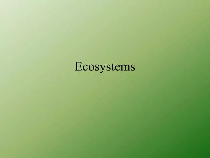ecosystems