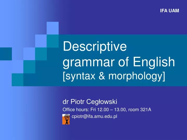 descriptive grammar of english syntax morphology