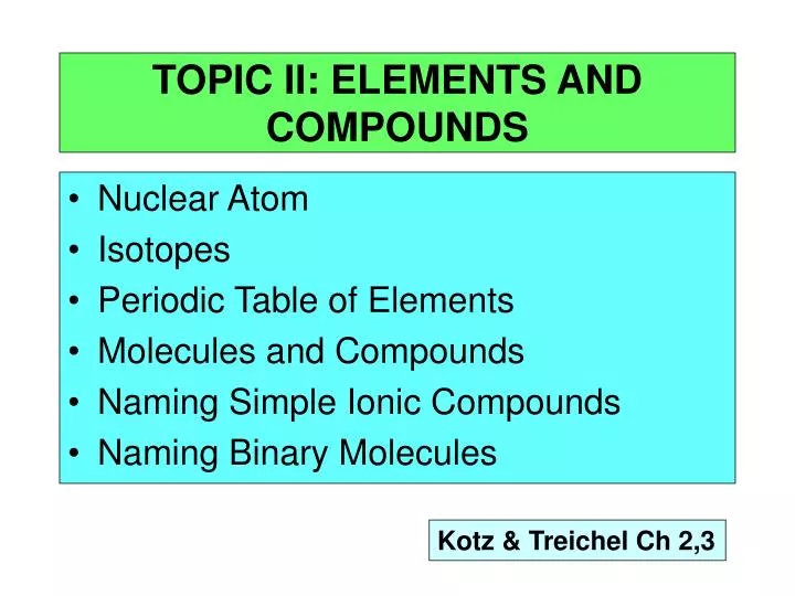 topic ii elements and compounds