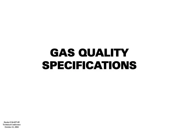 gas quality specifications