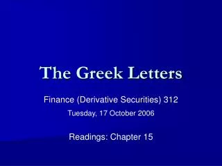 The Greek Letters