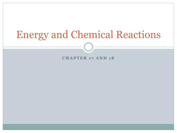 energy and chemical reactions