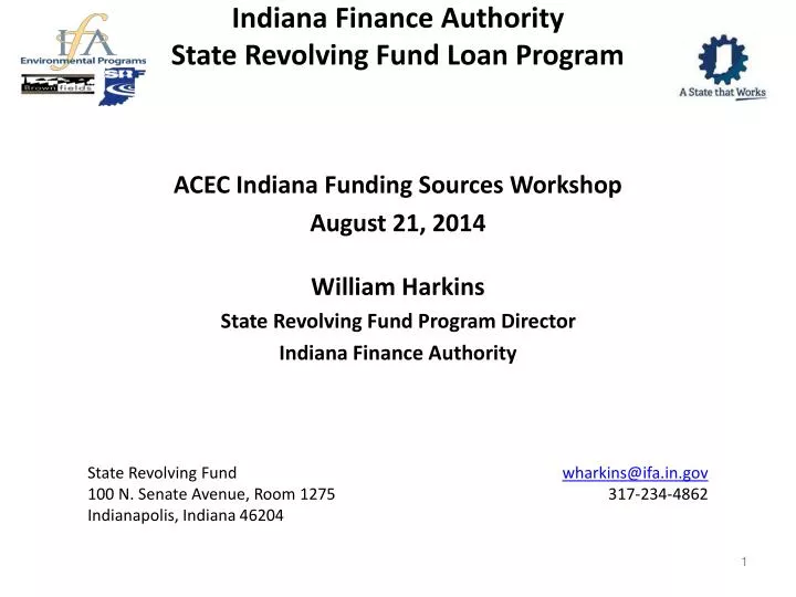 indiana finance authority state revolving fund loan program