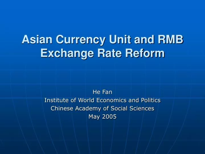 asian currency unit and rmb exchange rate reform
